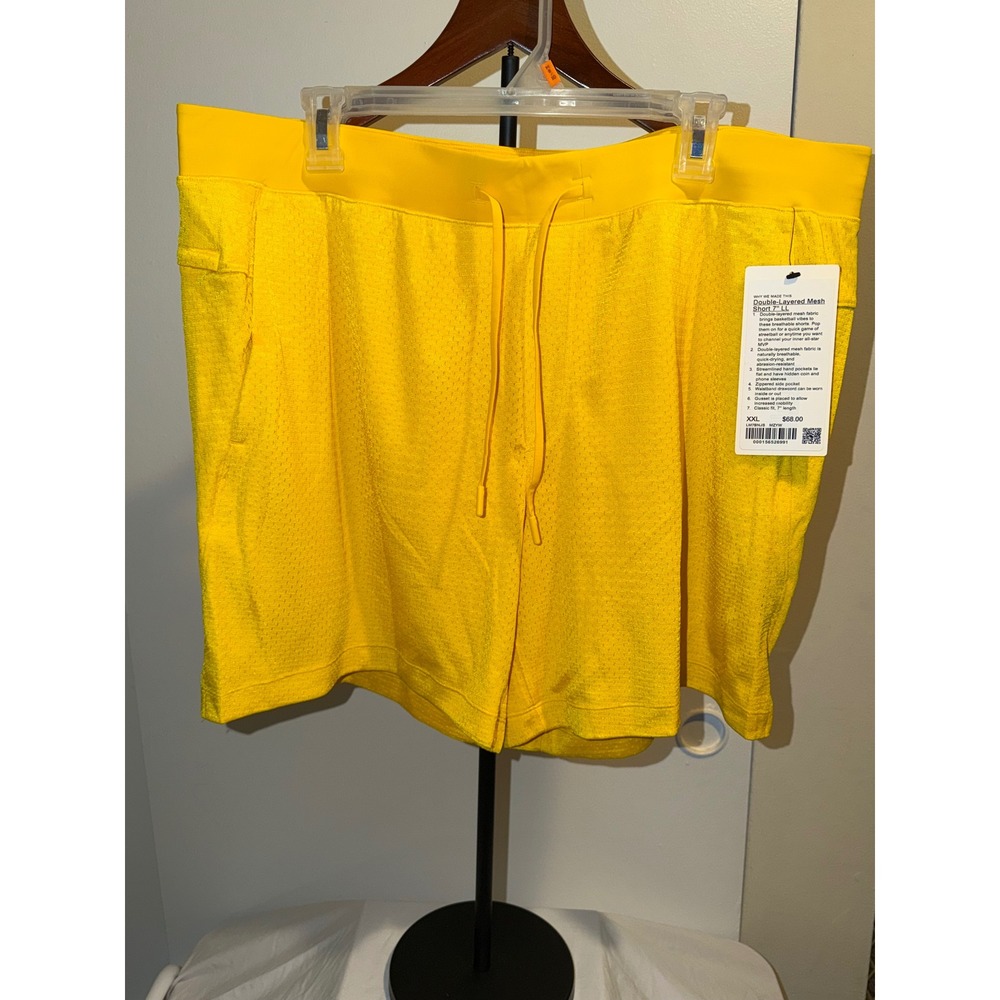 Lululemon Double-Layered Mesh Short 7" LL Mens XXL Yellow Basketball Athletic